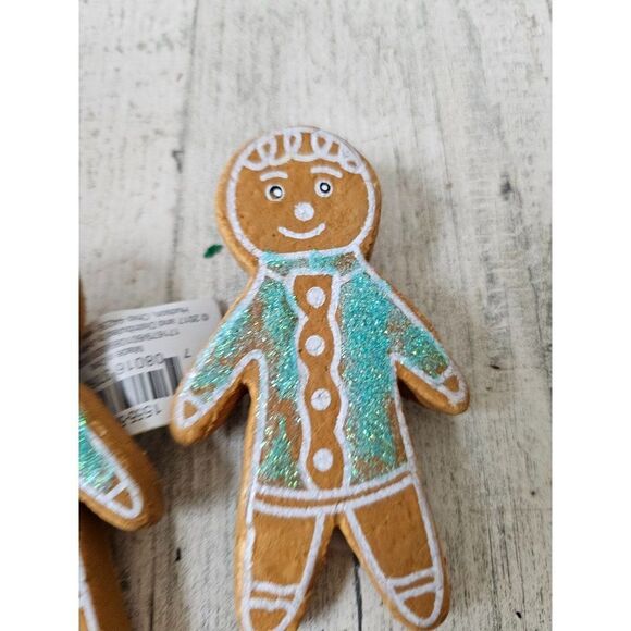 Gingerbread clip-on clips ornament Xmas tree set styrofoam - Picture 5 of 10